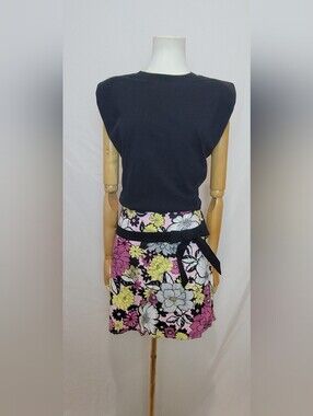 Vintage 1990s Taunt Pink And Black Floral Skirt, Size 5